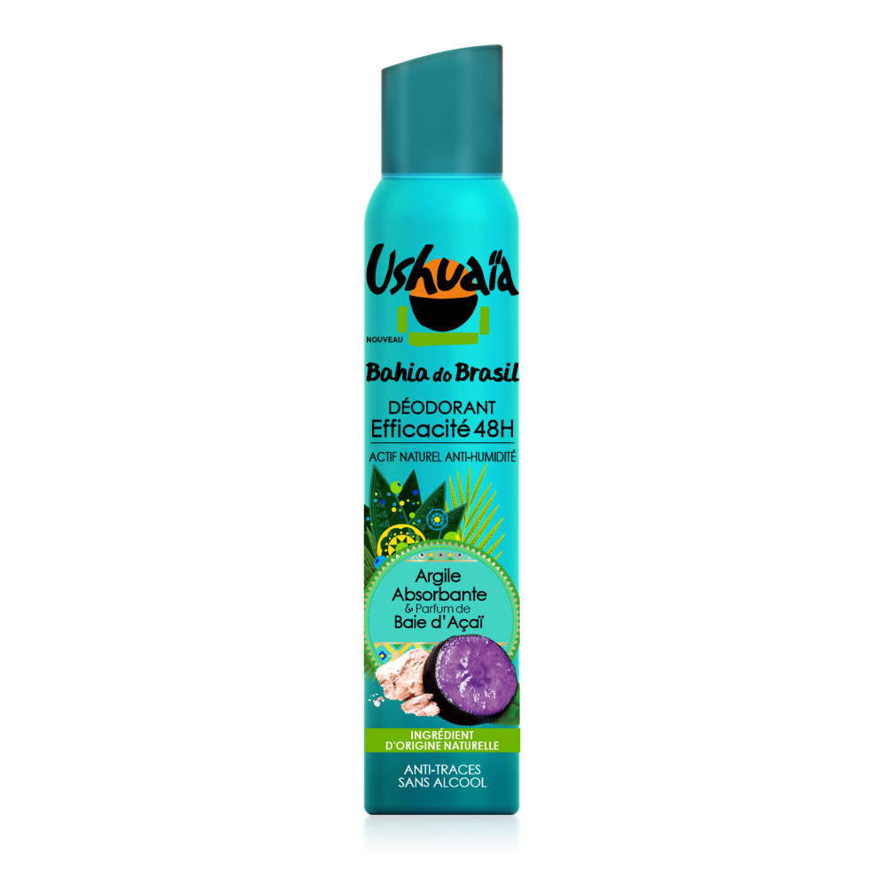 ushuaïa Rituel Bahia Do Brasil Déodorant Spray Argile Absorbante & Parfum de Baie d'Açaï 48h