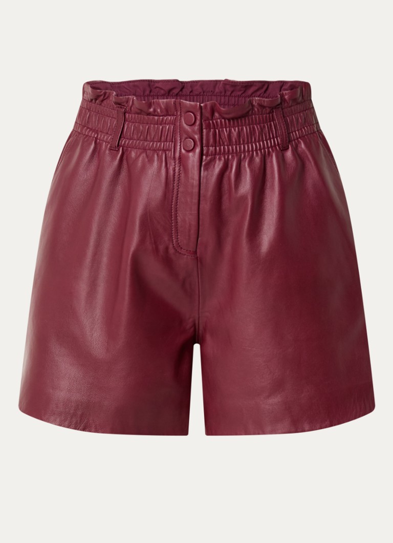 ba&sh Aglae high waist wide fit shorts made of lambskin