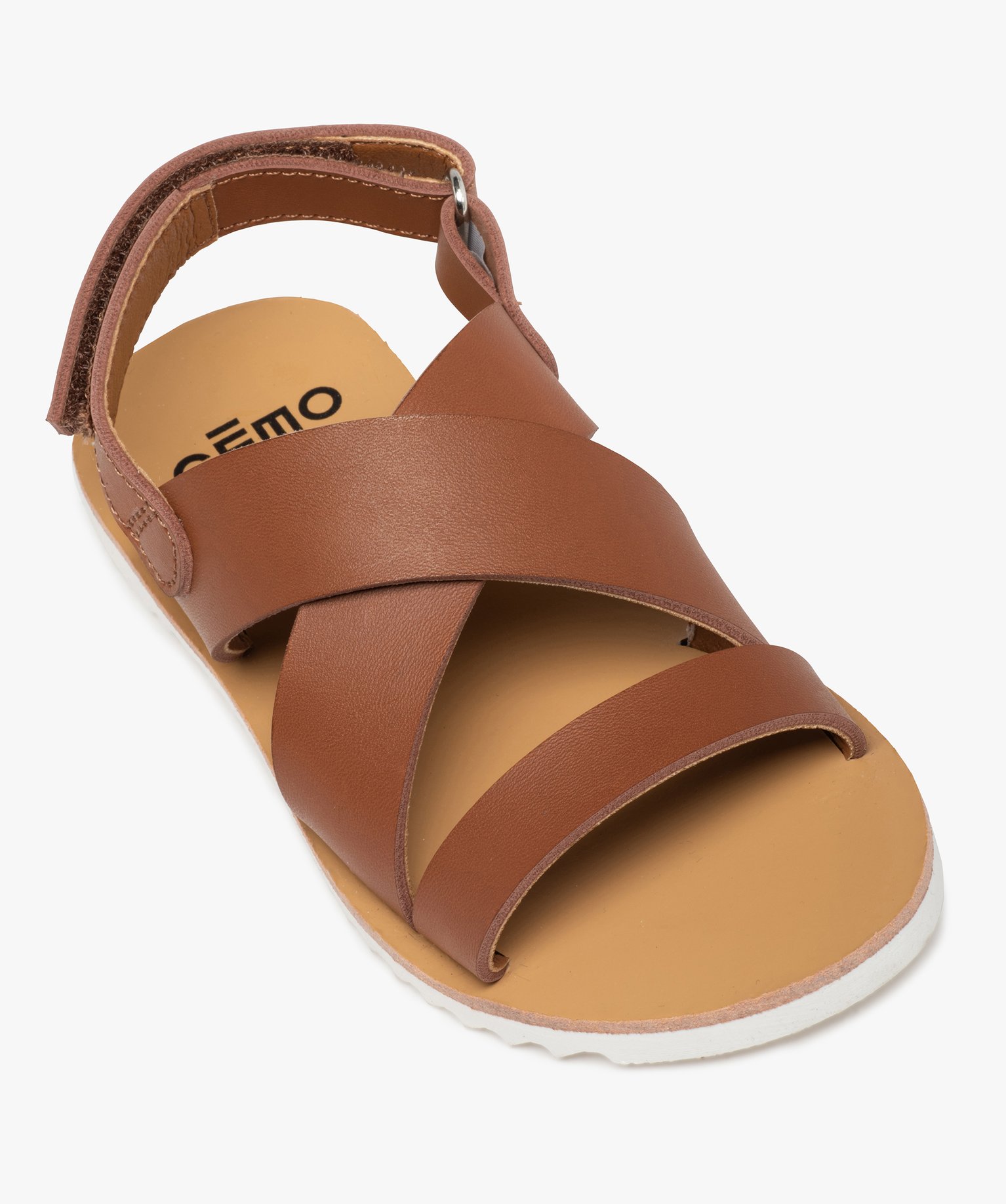 Sandales fille à brides unies et semelle crantée marron | GEMO