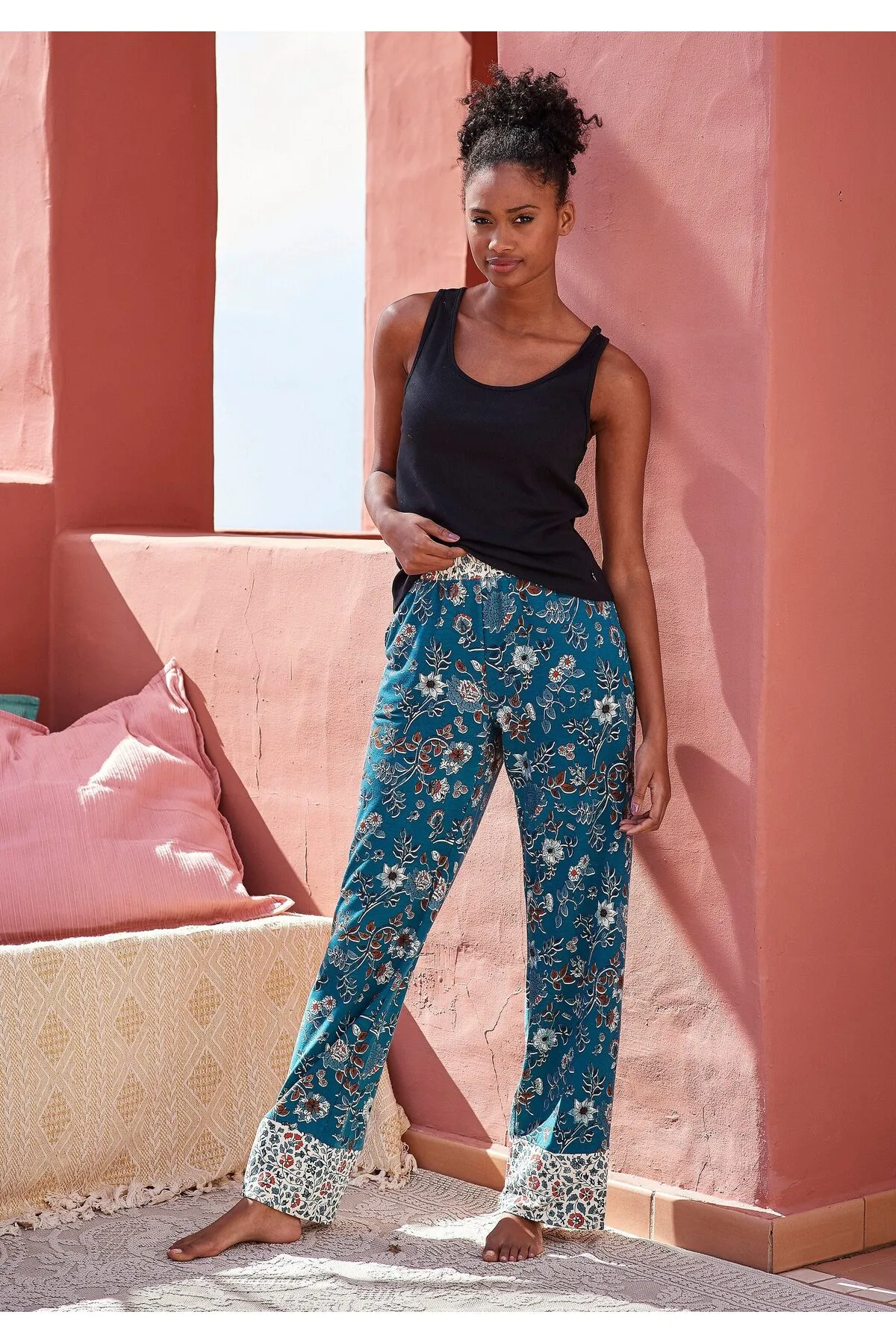 LASCANA  Pyjamaoberteil - Schwarz - Unifarben