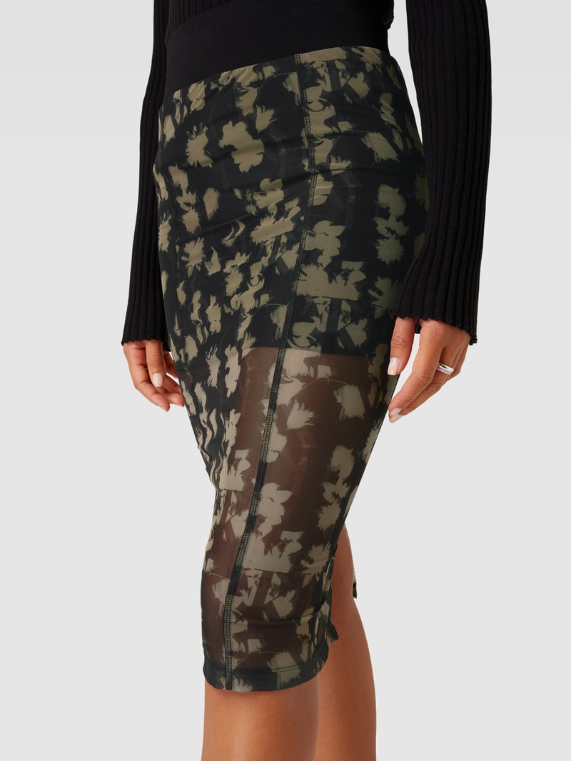 Rock mit Allover-Muster Modell 'FLORAL' in black