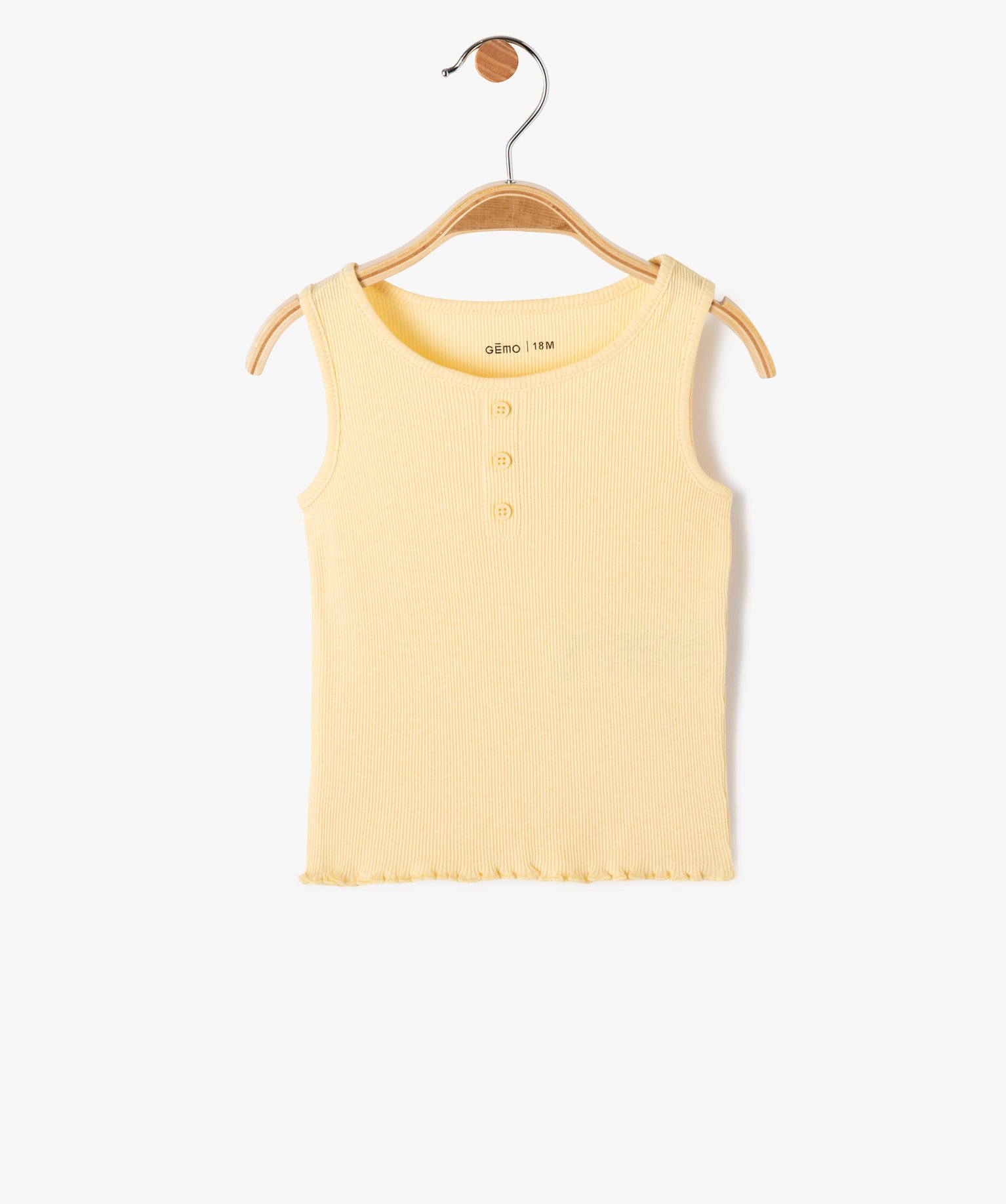Débardeur bébé fille en maille ctelée jaune | GEMO