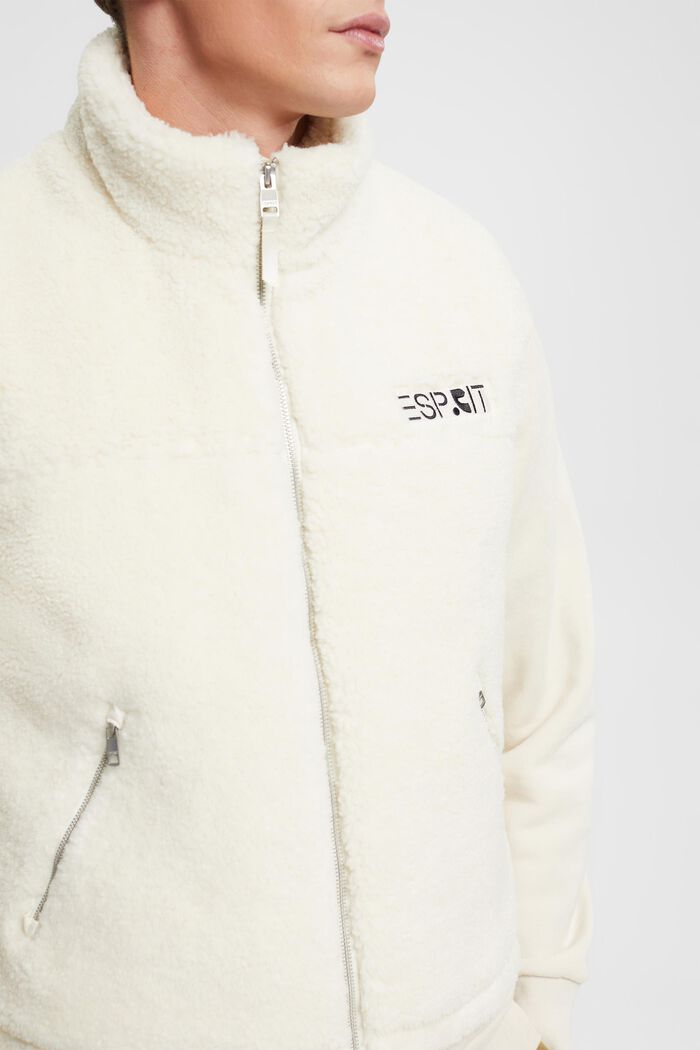 Weste aus Teddyfleece mit Logo-Stitching