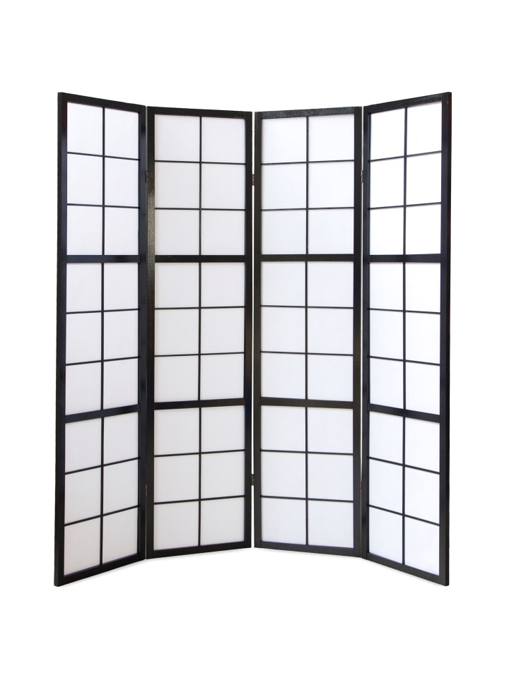 Homestyle4u 4-tlg. Paravent Shoji in Schwarz 176x175 cm günstig kaufen onesize