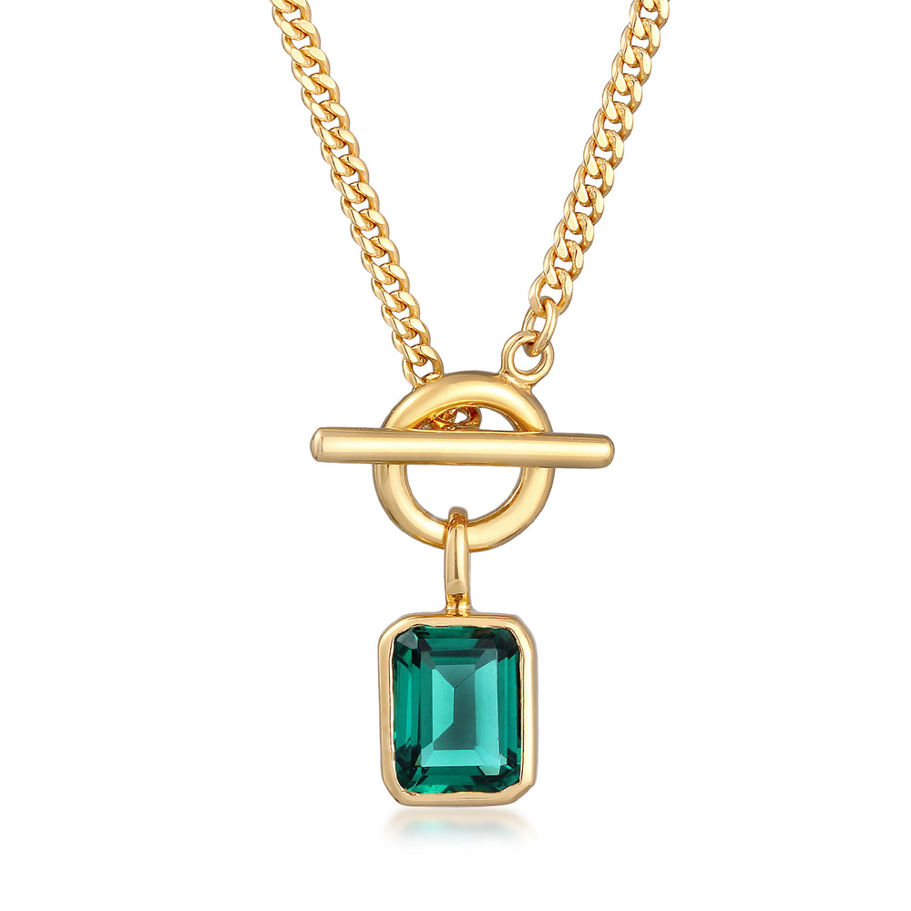 Elli Elli Collier Femmes Pendentif carré classique T-Bone avec pierre précieuse Quartz collier