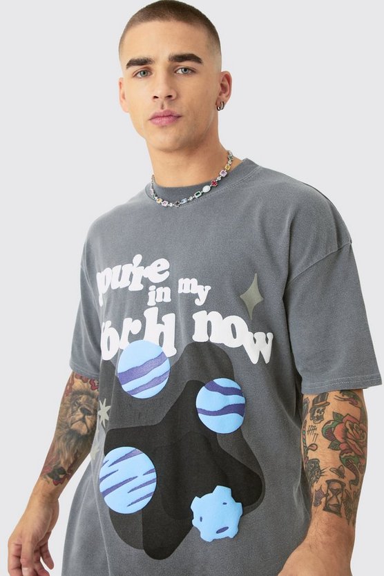 Oversize T-Shirt mit Space-Print