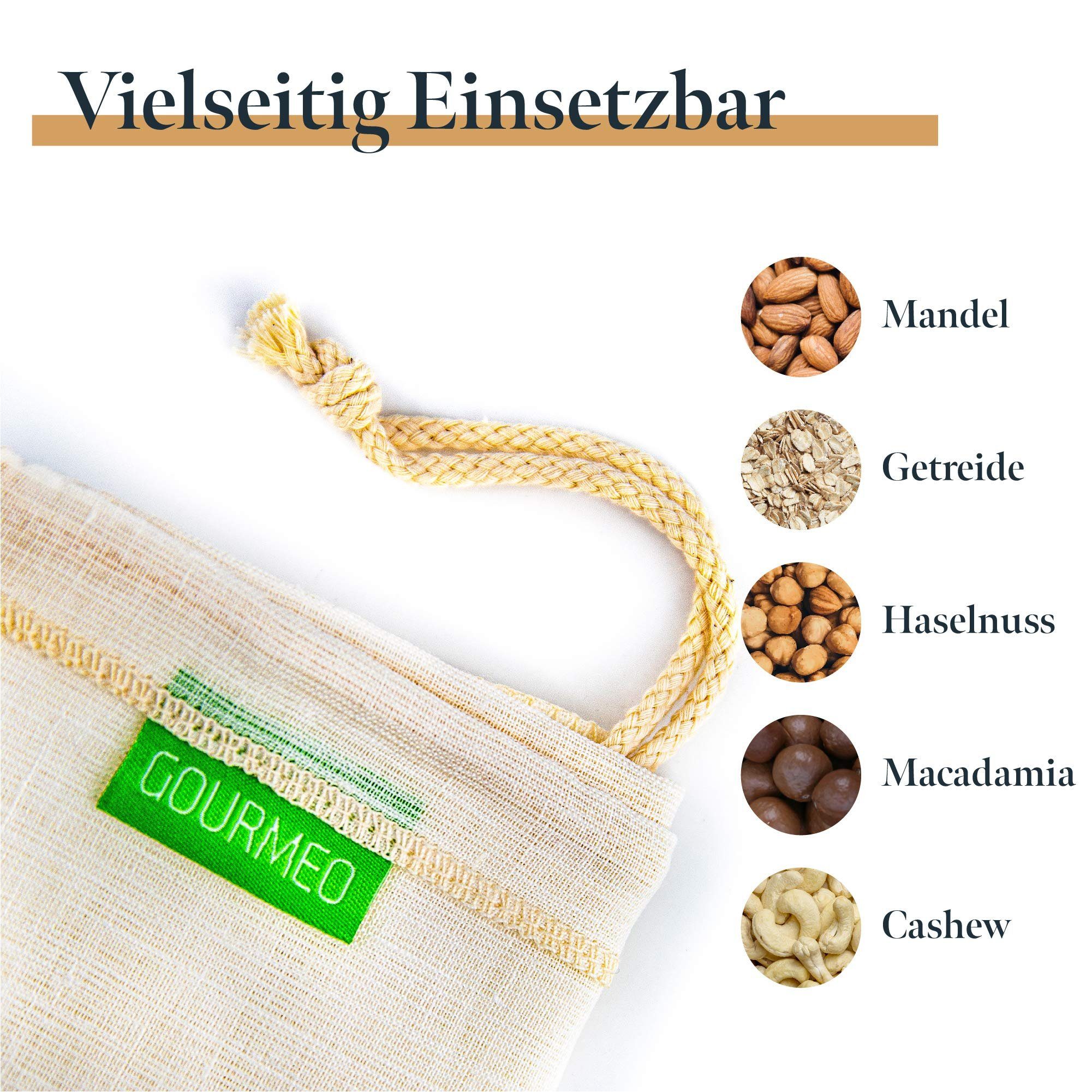 GOURMEO Passiersieb Alternative Title: Vegane Nussmilchbeutel aus Hanffasern, Hanffaser Nussmilchbeutel für vegane Nussmilch