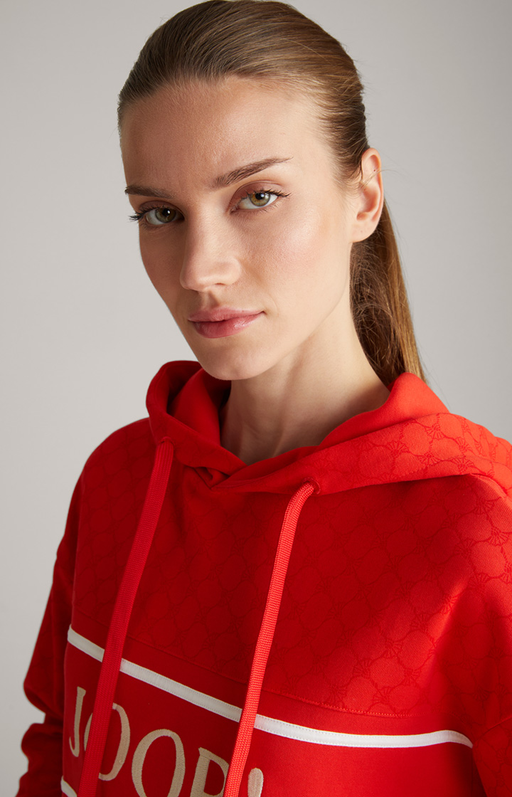 Hoodie in Rot gemustert