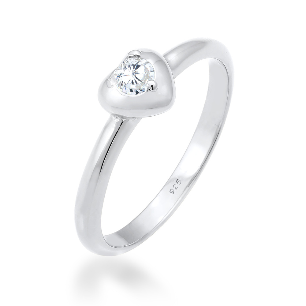 Elli Elli Bague Coeur avec des Cristaux de Zircone Minimal Bague Femme - (925/1000) Ar Bague
