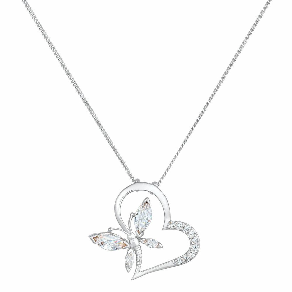 Elli Elli Collier Femmes Pendentif Coeur Papillon Élégant avec Cristal de Zirconium en collier