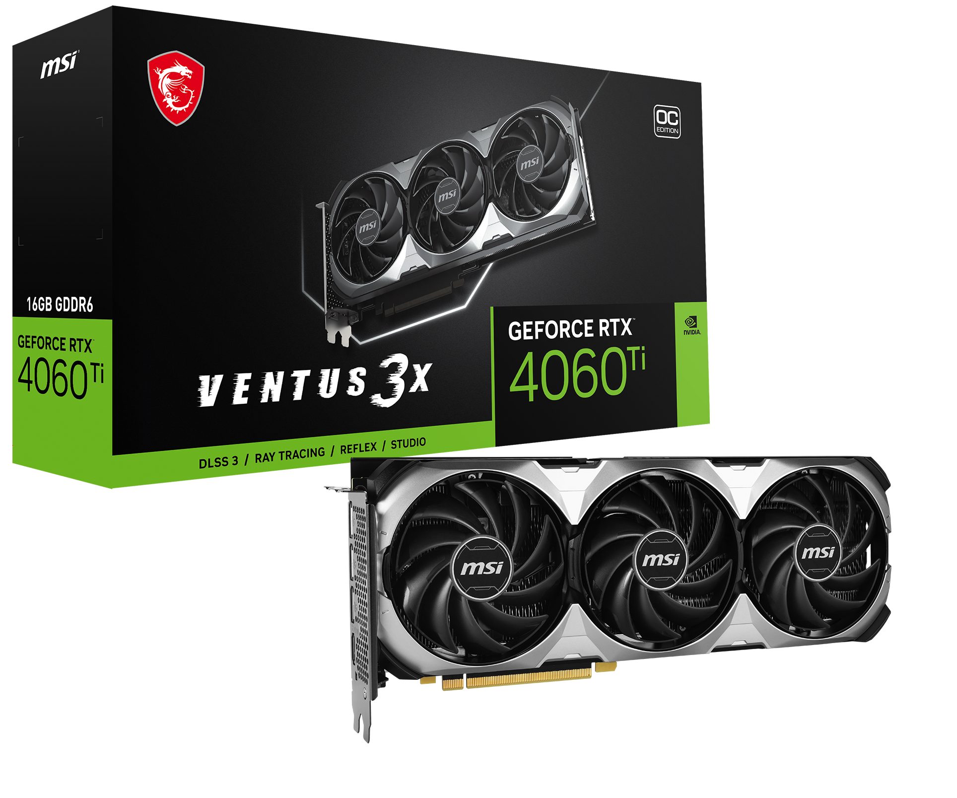MSI RTX 4060 Ti VENTUS 3X 16G OC Grafikkarte (16 GB, GDDR6)