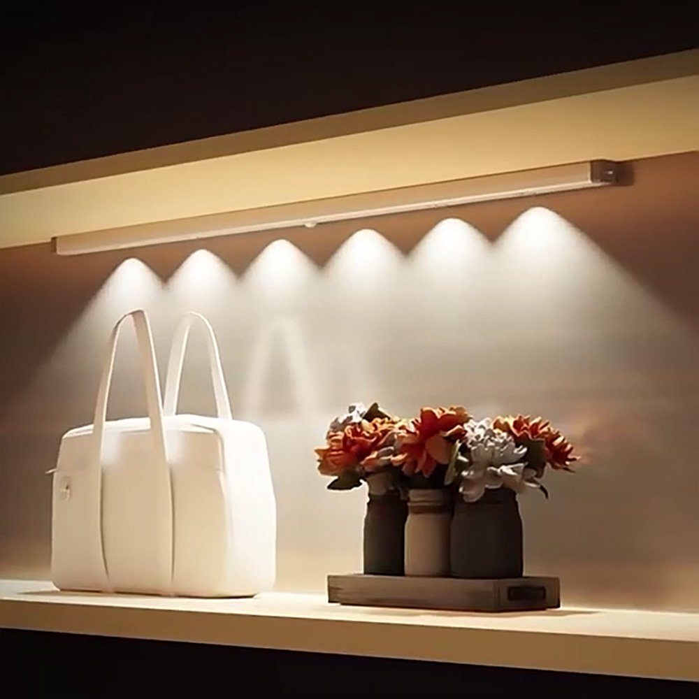 MUPOO LED Unterbauleuchte LED LichtleistenBewegungserkennung Dimmbar Wiederaufladbar,4 Größe, Aus/Ein/Automatik, 3000K Warmweiß, 6500K Kaltweiß, für Schrankbeleuchtung, Unterbauleiste