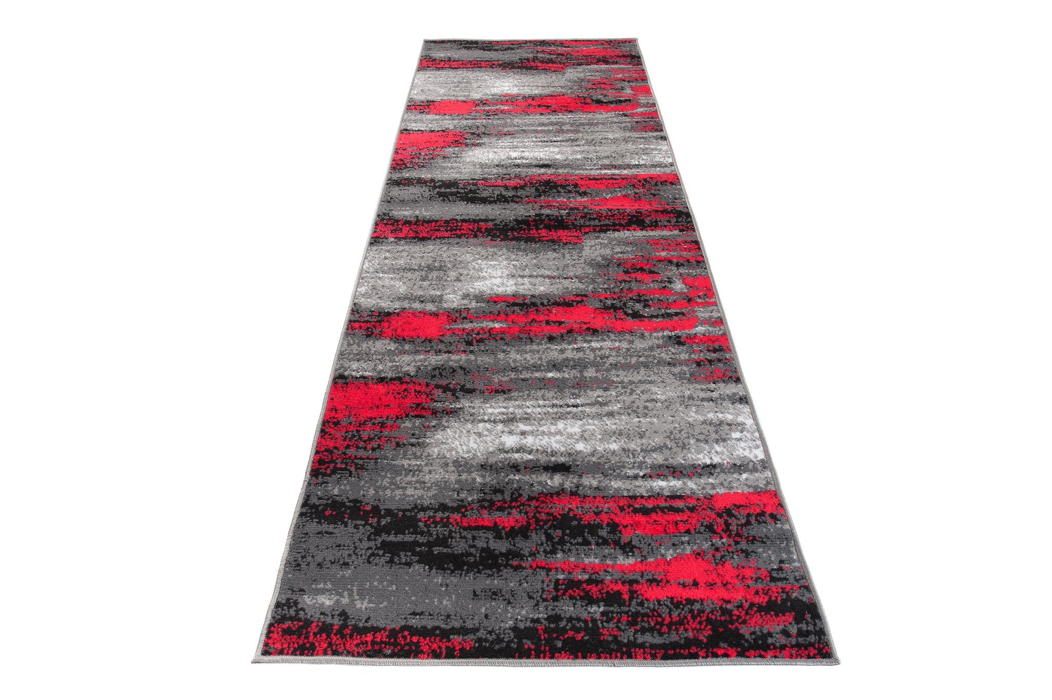 Läufer Läufer Flurläufer Modern für Vorzimmer 70 cm Breit Grau Rot, Mazovia, 70 x 100 cm, Kurzflor, Meterware, Höhe 8 mm, Kurzflor - niedrige Florhöhe