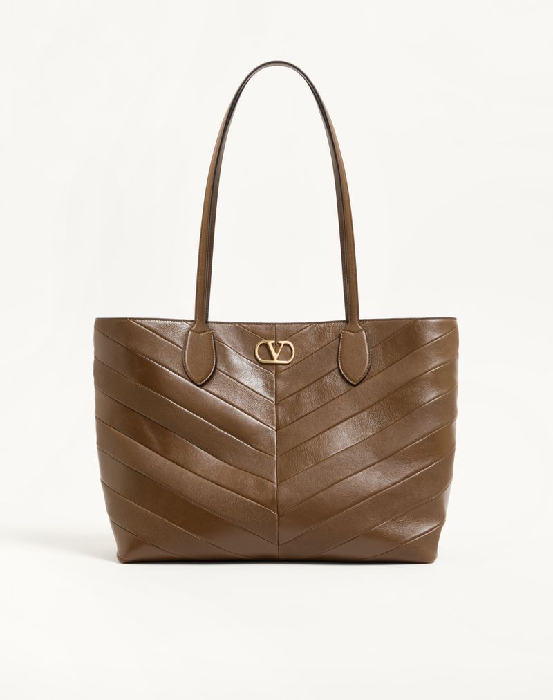 Bolsa de compras média Valentino Garavani Jean em napa com estampa chevron.