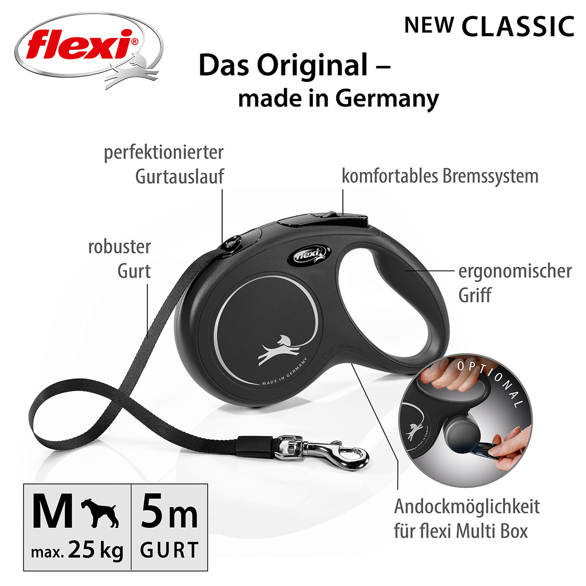 flexi New Classic Gurtleine schwarz günstig kaufen bei ZooRoyal