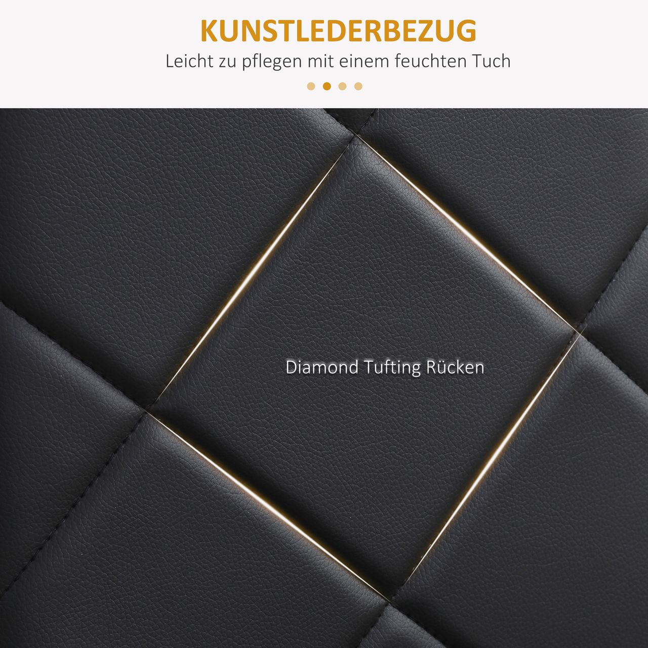 HOMCOM Esszimmerstuhl, 4er-Set Küchenstuhl, Gepolsterte Esszimmerstühle, Schwarz