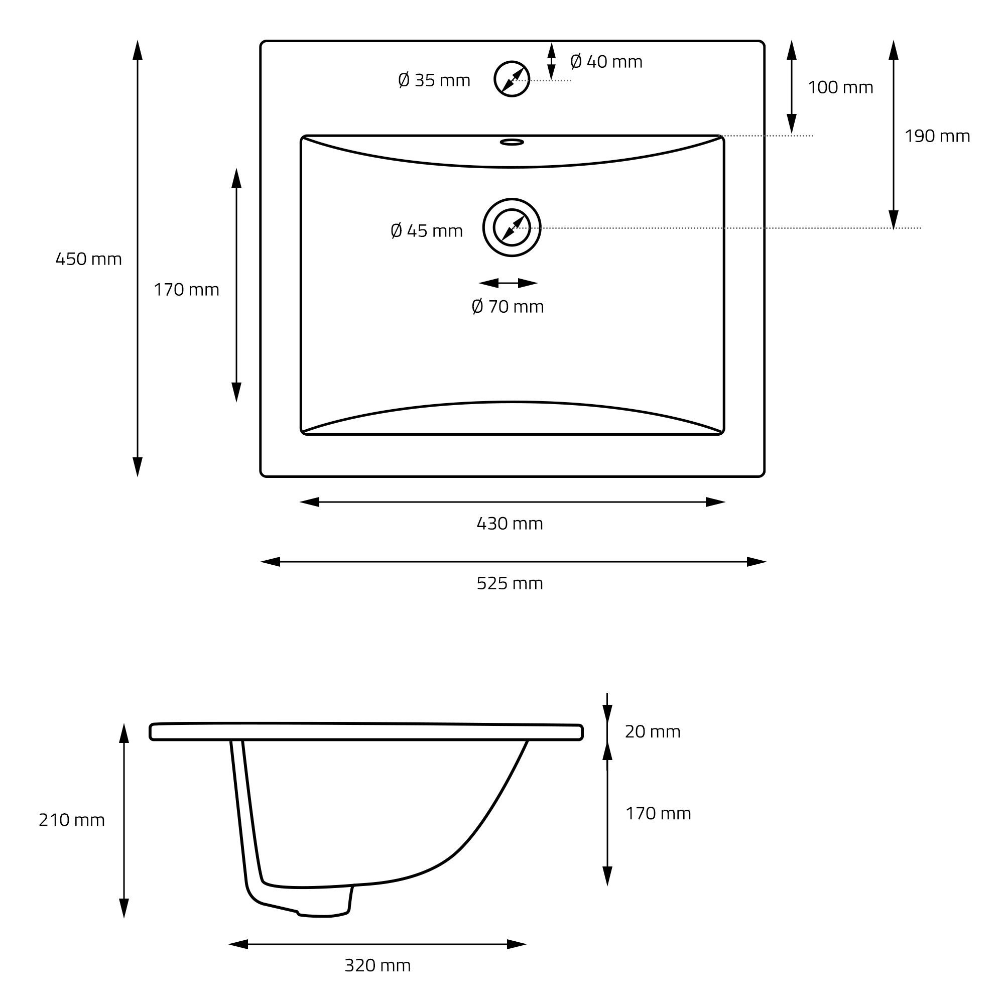 ML-DESIGN Waschbecken Einbauwaschbecken Aufsatzwaschbecken Einbauwaschtisch Handwaschbecken