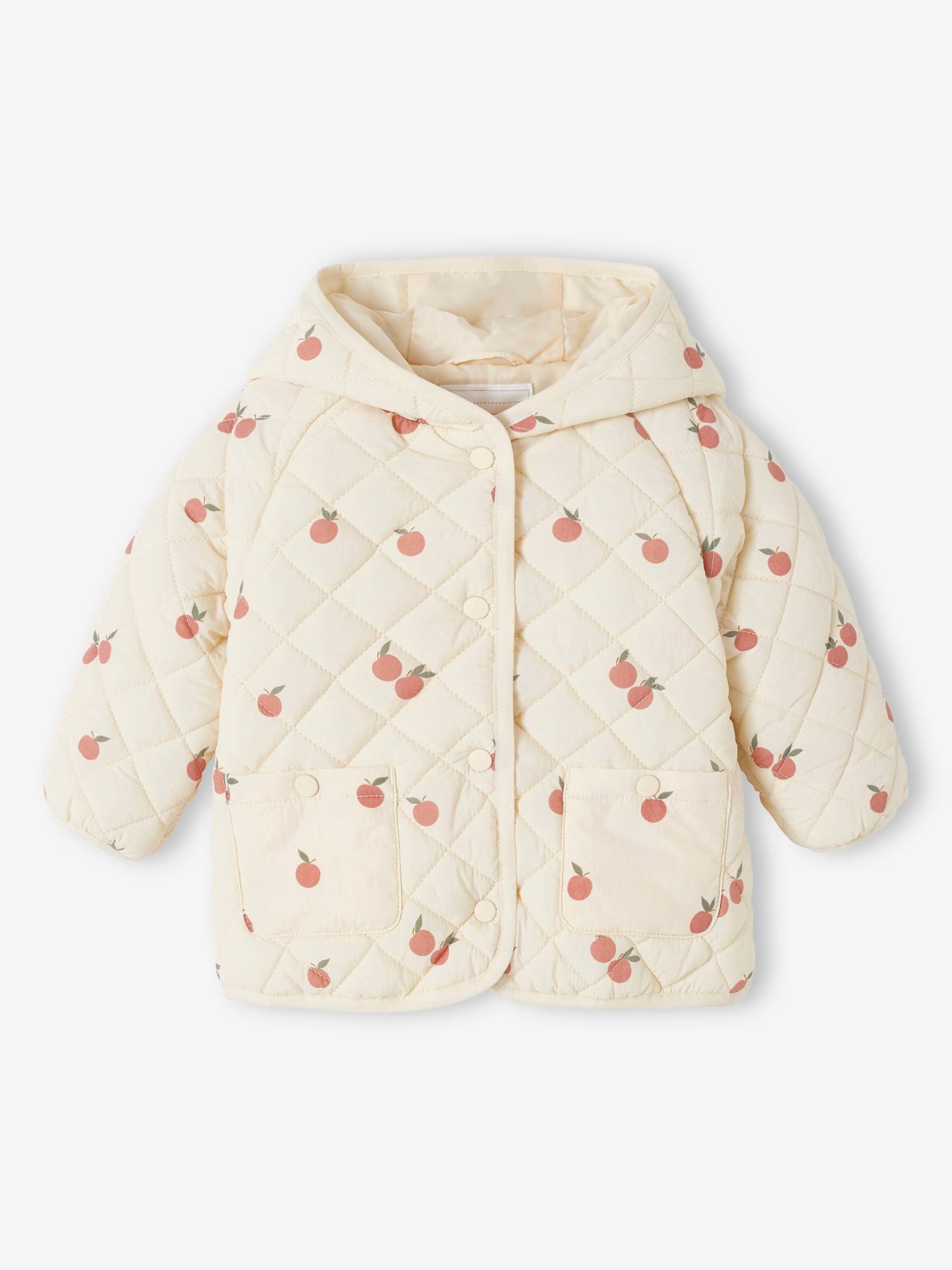 Blouson matelassé bébé avec capuche écru