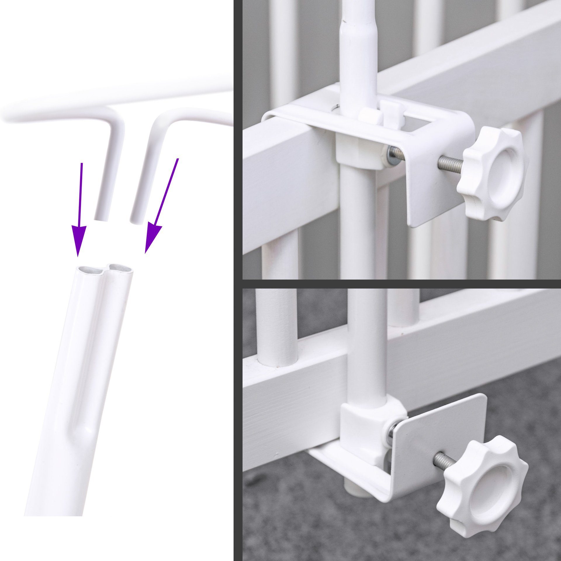 Himmelstange (Made in EU) Himmelhalter; Schleierhalter zum Klemmen für Babybett; Kinderbett; Stubenwagen; Wiege, inkl. Befestigung, lackiertes Metall in weiß, Amilian, geklemmt