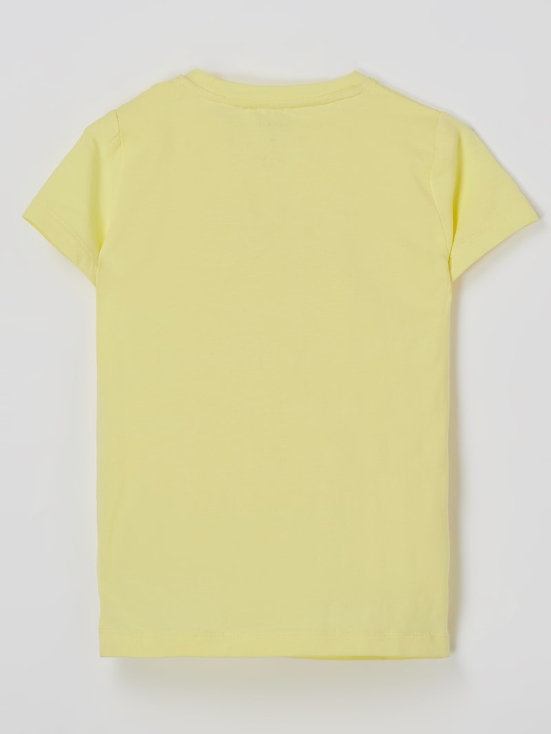 T-Shirt mit Applikation und Message Modell 'Fefa' in gelb