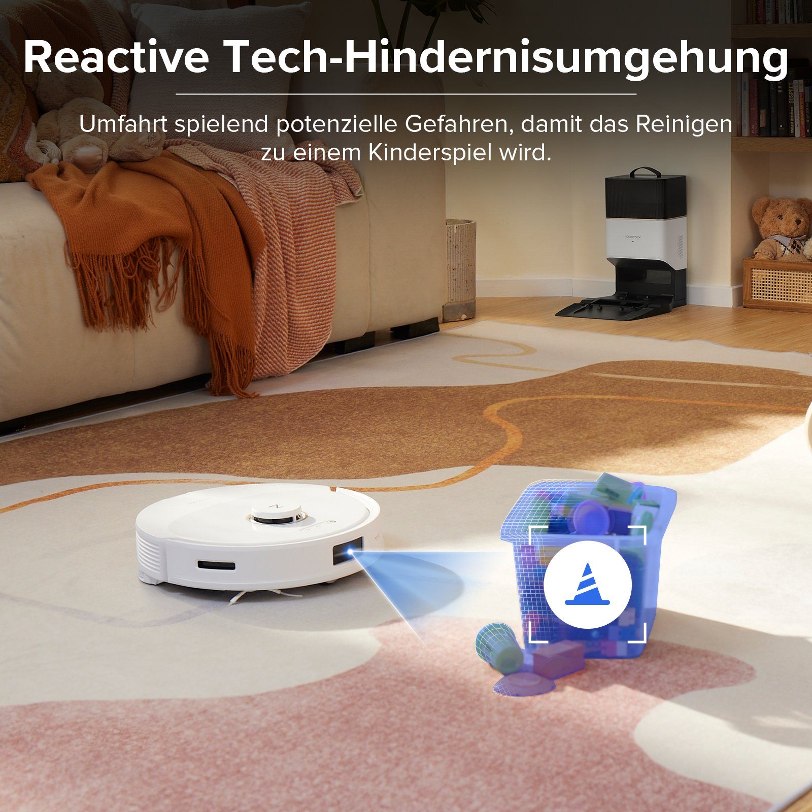 Roborock Saugroboter Q8 MAX+, 59,00 W, Saugroboterr mit selbstentleerender Absaugstation (7 Wochen) , DuoRoller-Bürste, 5500 Pa Saugkraft, No-Go-Zonen, Reinigung entlang der Bodenlinien, Sprach-/App-Steuerung, Q7 MAX+ Update