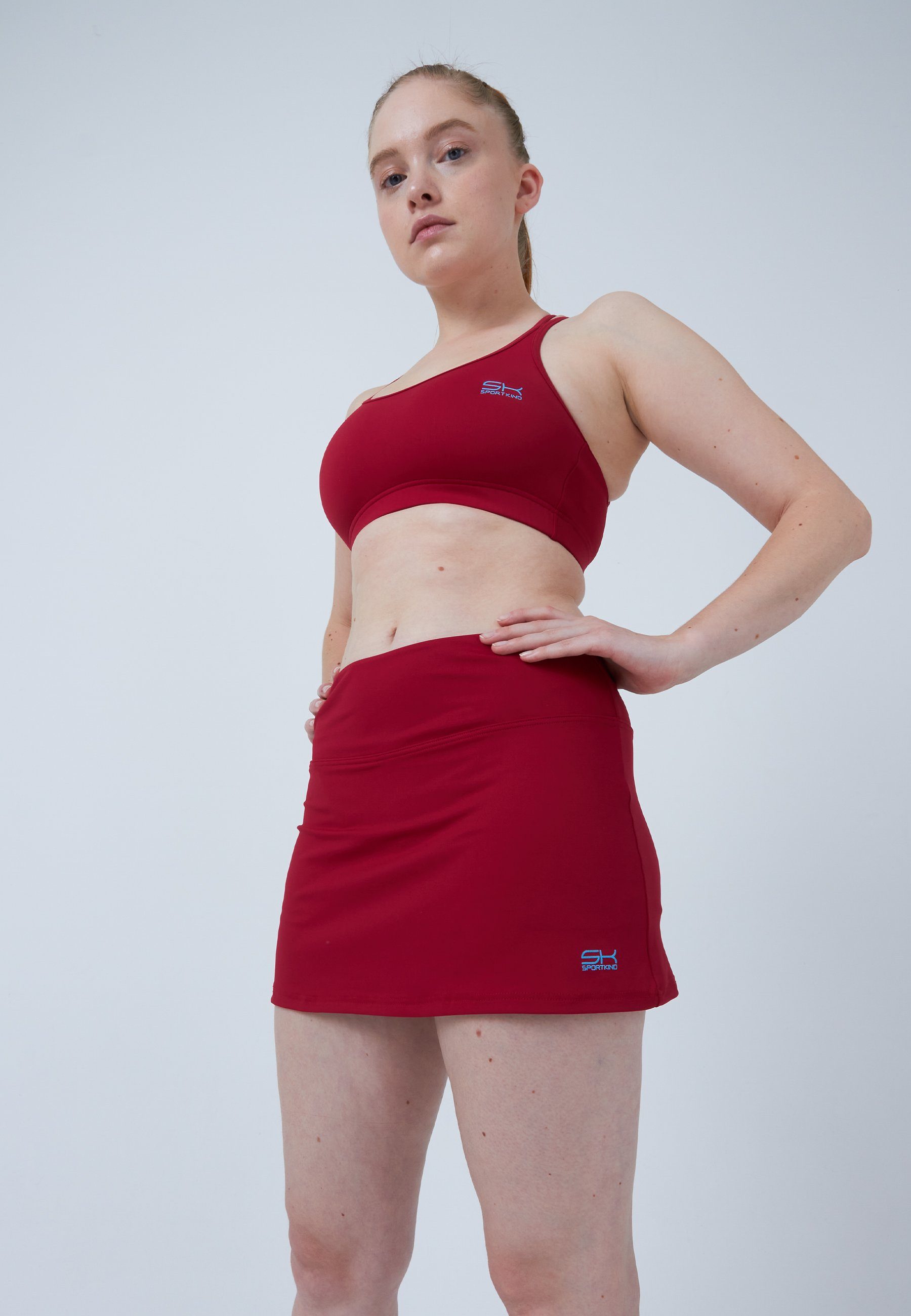 SPORTKIND Tennisrock Basic Tennis Skort Mädchen & Damen bordeaux rot