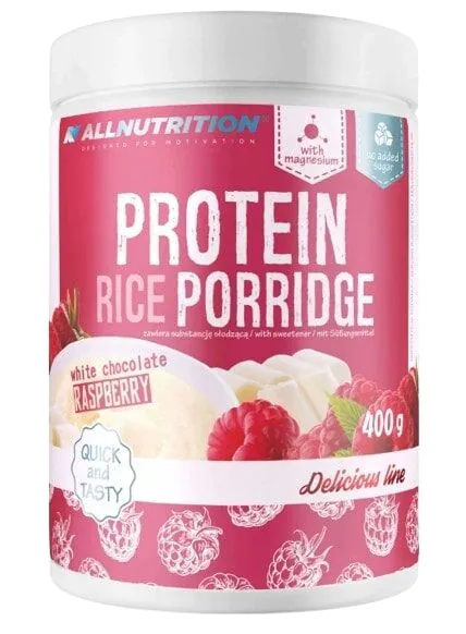 Allnutrition Протеинска пиринчана каша са белом чоколадом и малином - кашка 400 г