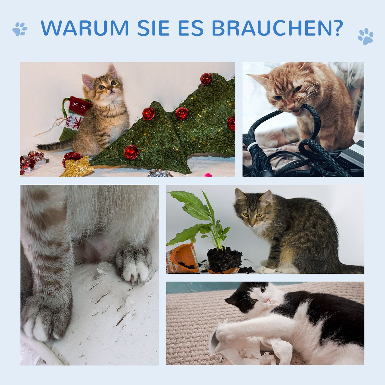 PawHut Katzenkratzbaum Katzenbaum Katzenspielzeug Kletterbaum Sisal Polster Liegefläche mit Ball Grau 71,5 x 49,5 x 120 cm