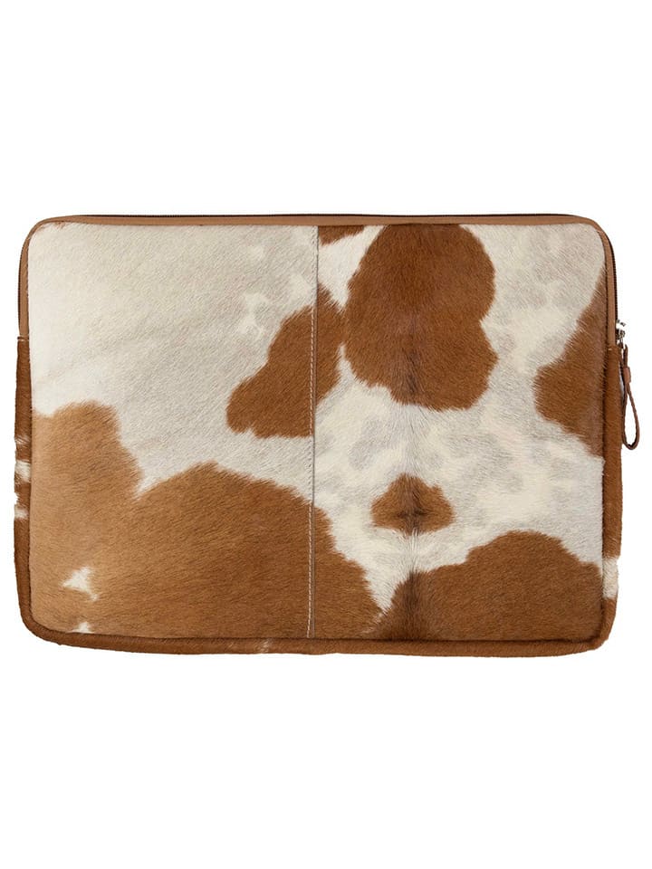 Mars & More Leder-Laptoptasche in Hellbraun/ Weiß - (B)28,5 x (H)39 cm günstig kaufen