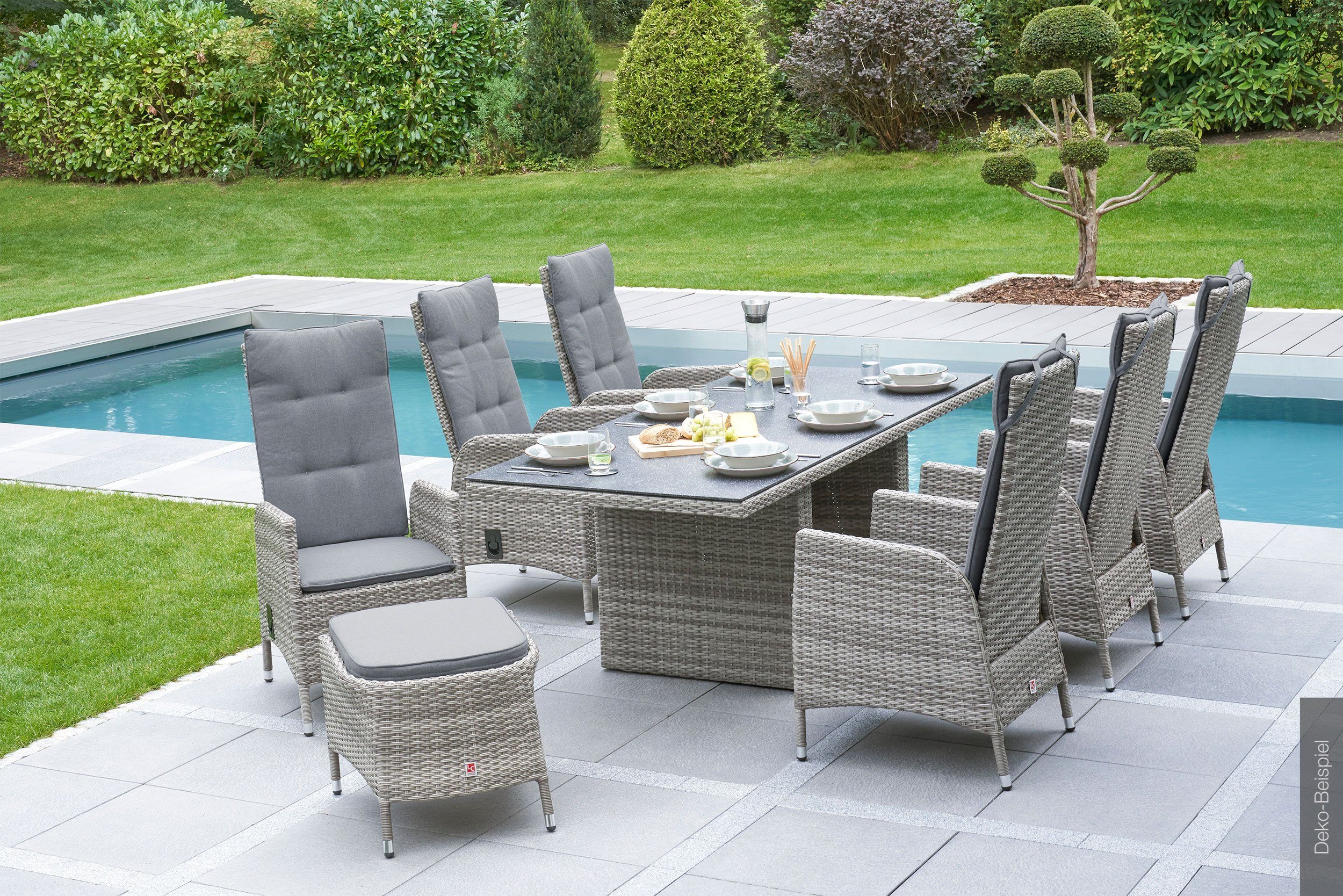 LC Garden Gartenlounge-Hocker LC Garden Roma Dining Hocker Fußbank natur