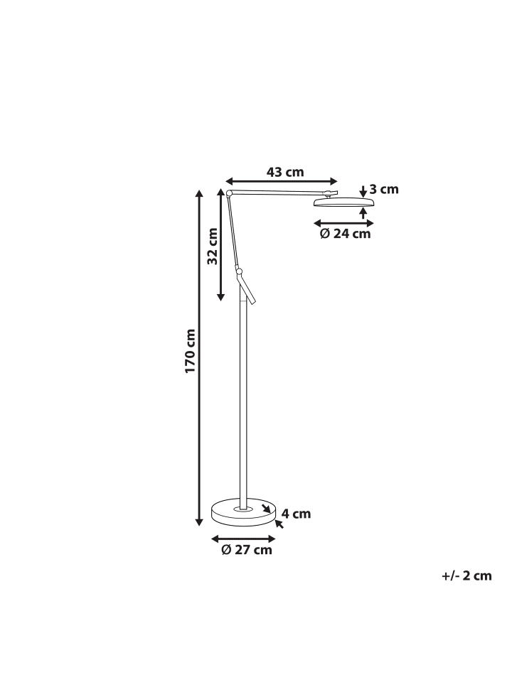Beliani Stehleuchten CARINA in Grau - (W) 63 x (H) 170 x (L) 27 cm günstig kaufen onesize