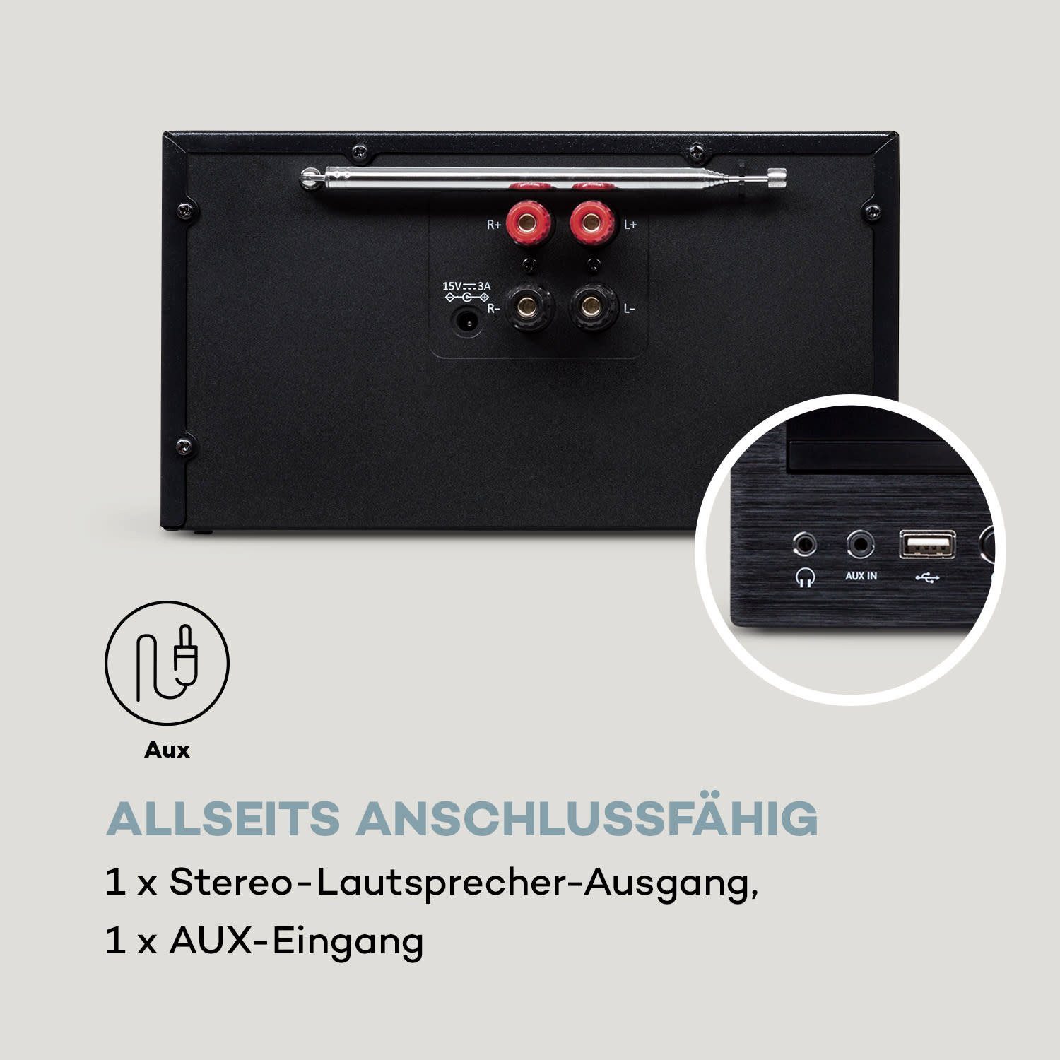 Auna Silver Star Swing Stereoanlage (Internet/DAB+/FM Radio, 30 W, Internetradio Küchenradio Digitalradio mit Bluetooth Musikanlage)