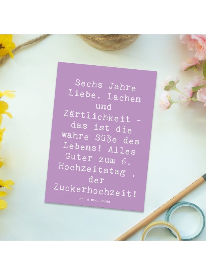 Mr. & Mrs. Panda Postkarte Spruch 6. Hochzeitstag Zuckerhochzeit... in Lavendeltraum günstig kaufen onesize