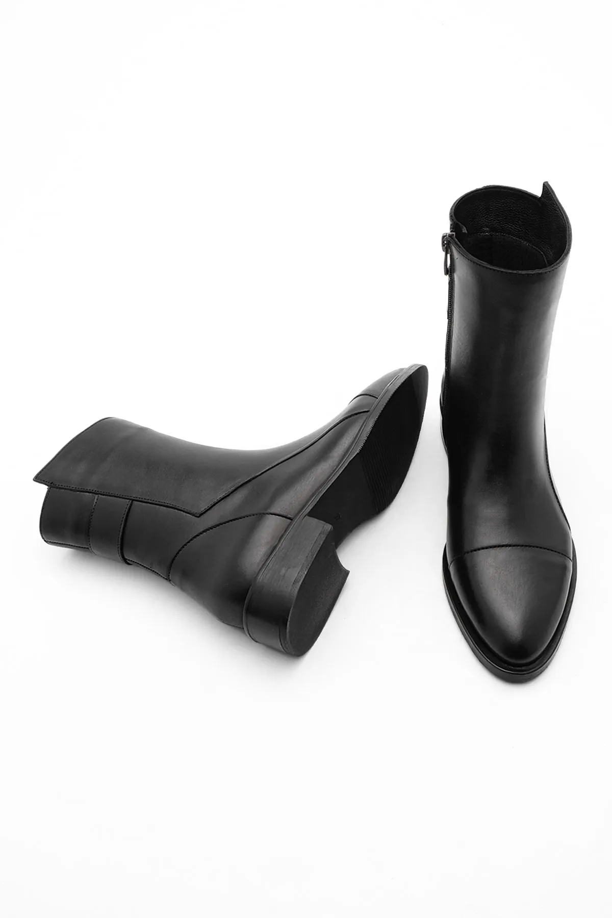 Marjin  Damenstiefel aus echtem Leder mit Reißverschluss Tekas schwarz