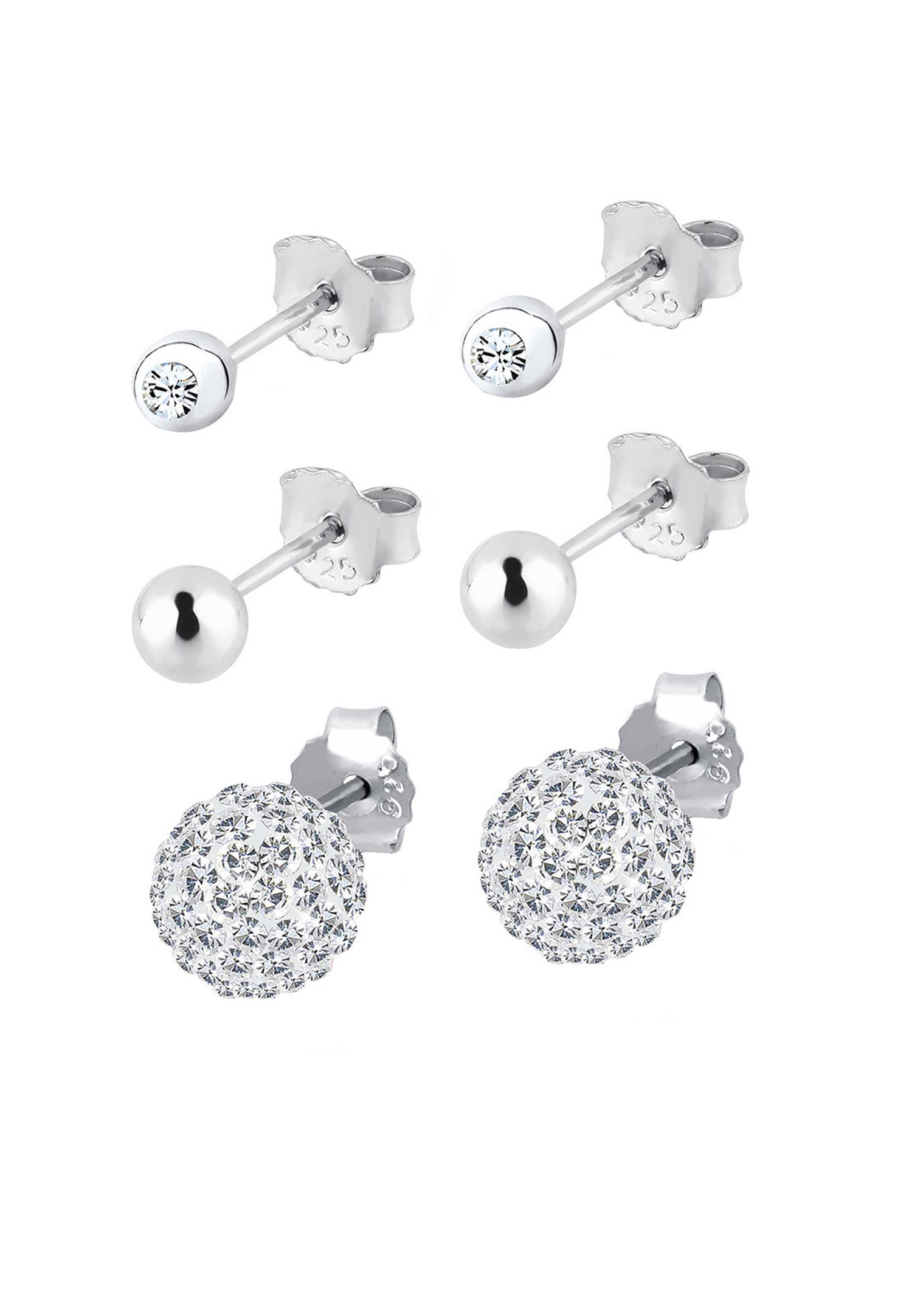Set di orecchini a lobo scintillanti da donna Elli con cristalli in argento sterling 925