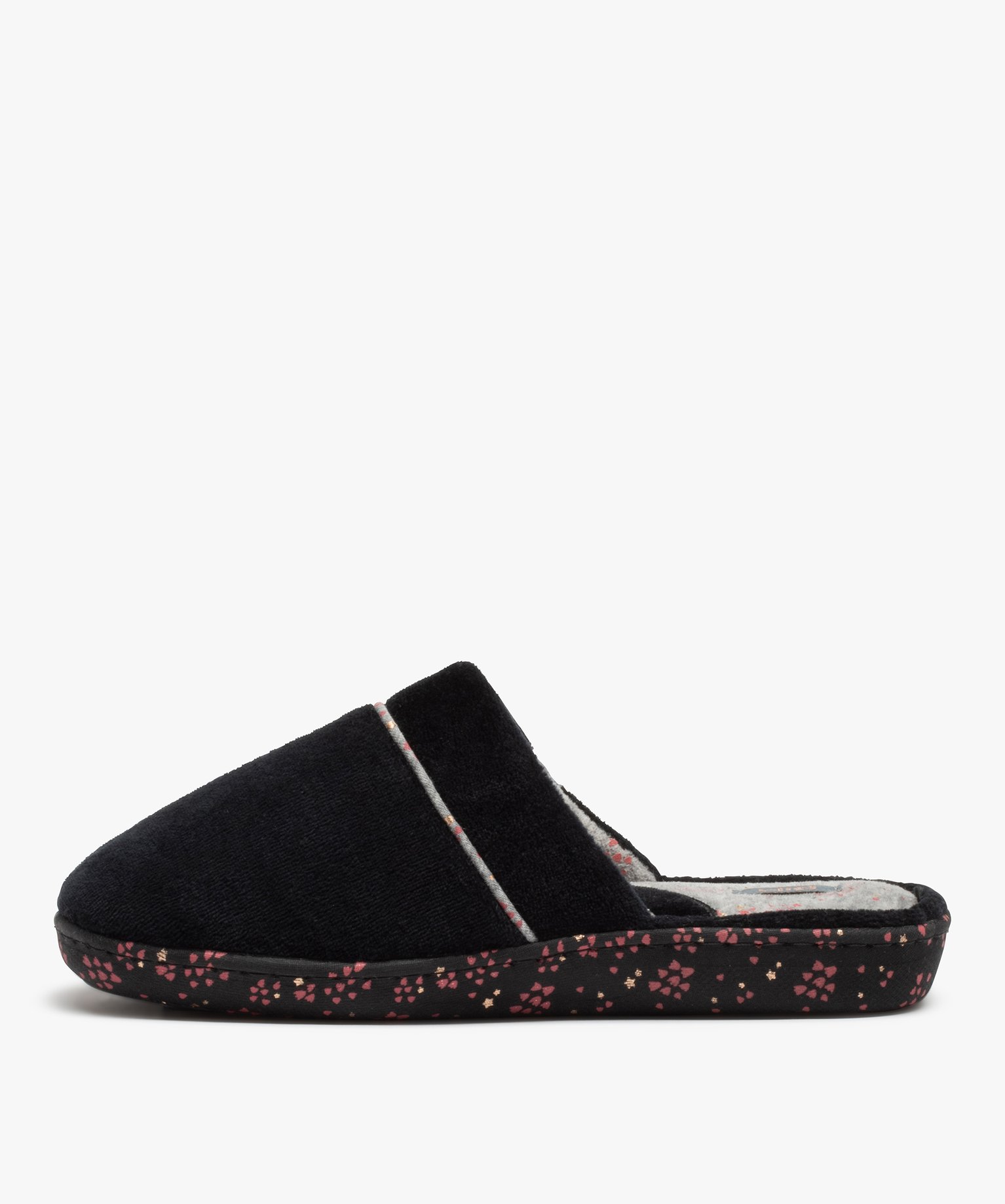 Chaussons femme mules plates en velours ras - Dim noir | GEMO