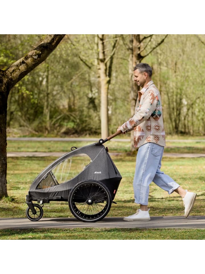 Hauck 2in1 Fahrradanhänger Dryk Duo für 2 Kinder (bis 44 in grau,schwarz günstig kaufen onesize