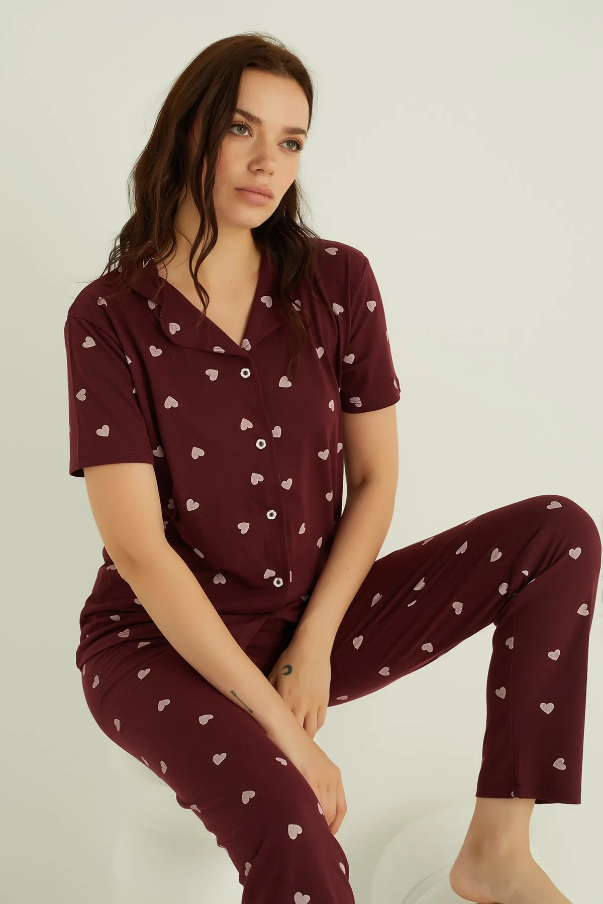 ELİTOL  Pyjama-Set aus Baumwolle mit Knöpfen