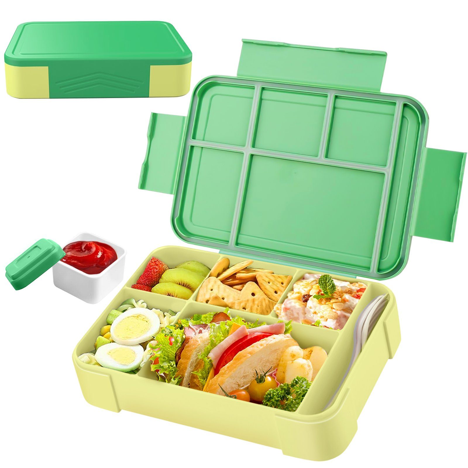 MDHAND Lunchbox Rechteckige Bento-Box, Kunststoffe, (1-tlg), Mit Saucenkasten, Mikrowellengeeignet