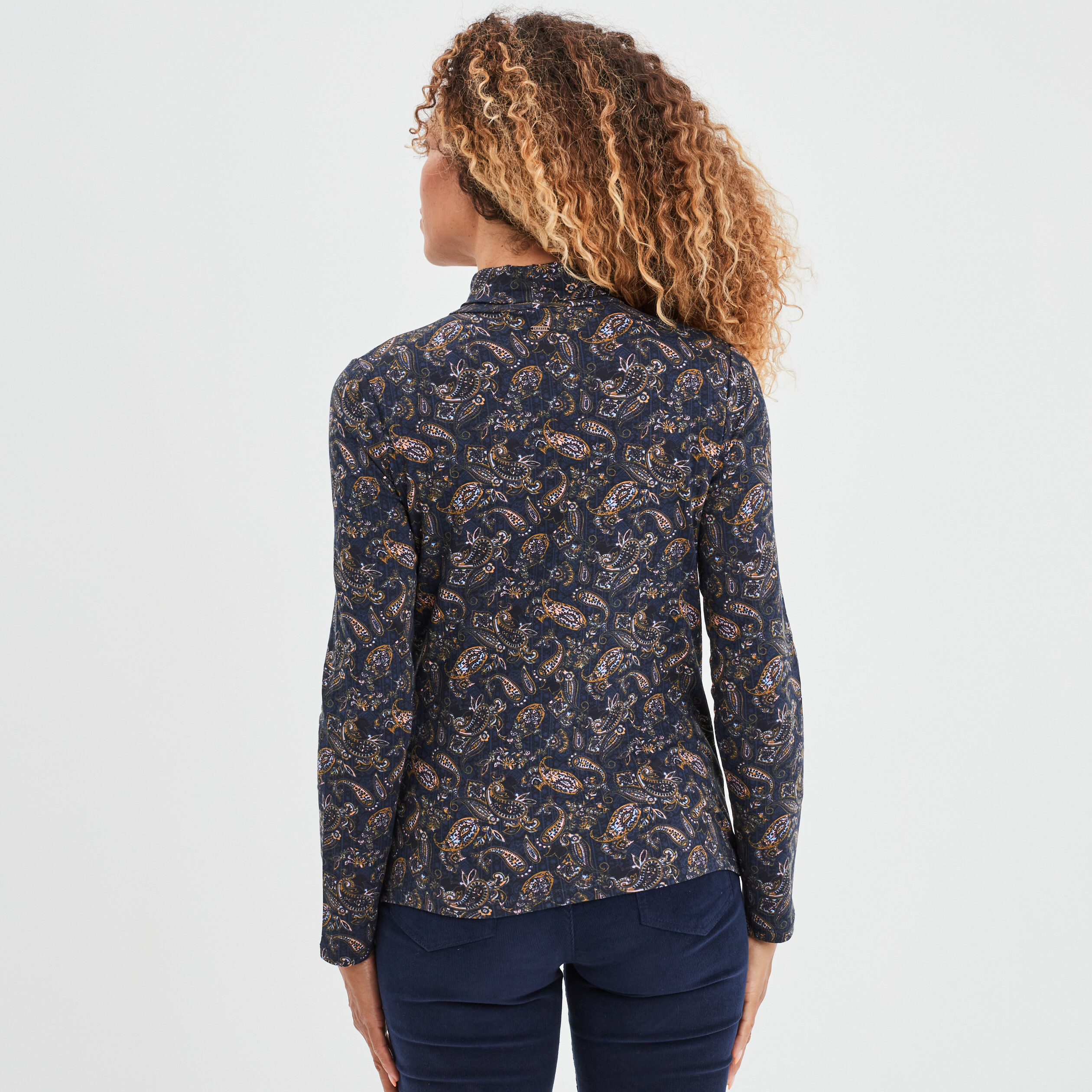 T-shirt col roulé manches longues bleu foncé femme | La Halle