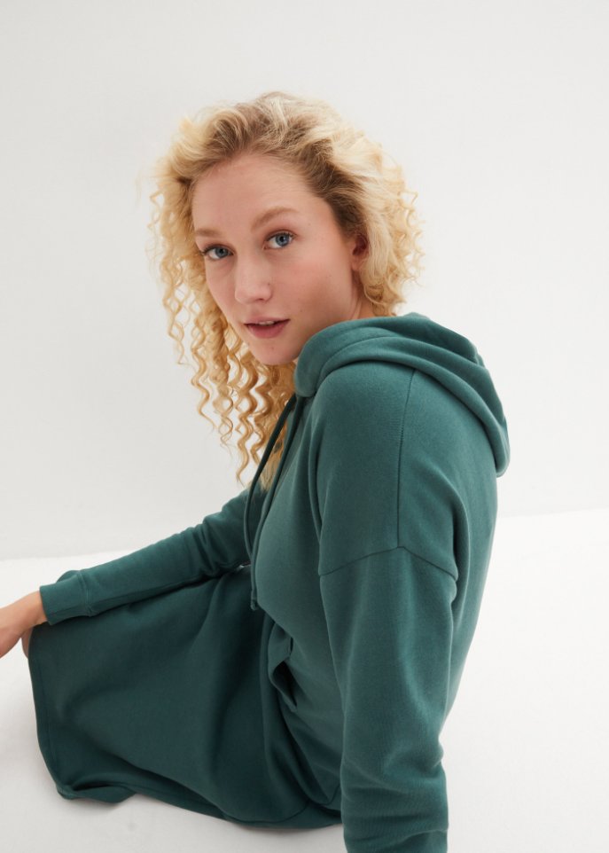 Sweatkleid mit Kängurutasche und Biobaumwolle