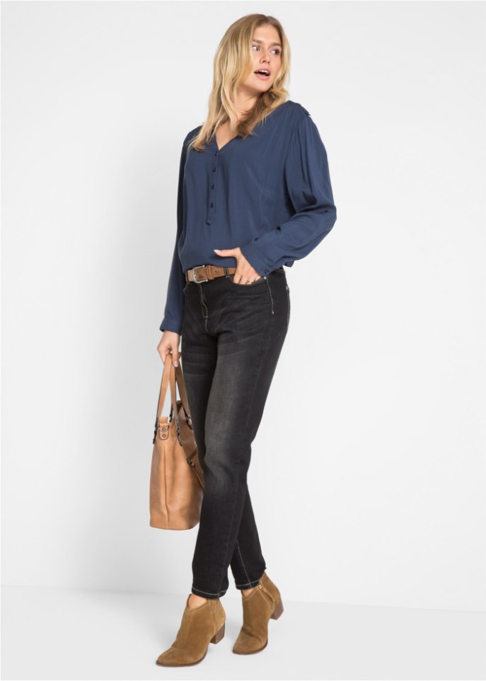 Stretch-Boyfriend-Jeans mit Bequembund