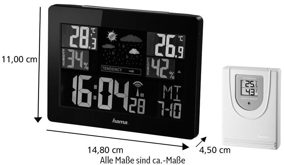Hama mit Außensensor, Funk, Innen-/Außentemperatur, Wettervorhersage Wetterstation (Außensensor, Funk, Innen-/Außentemperatur, Wettervorhersage)