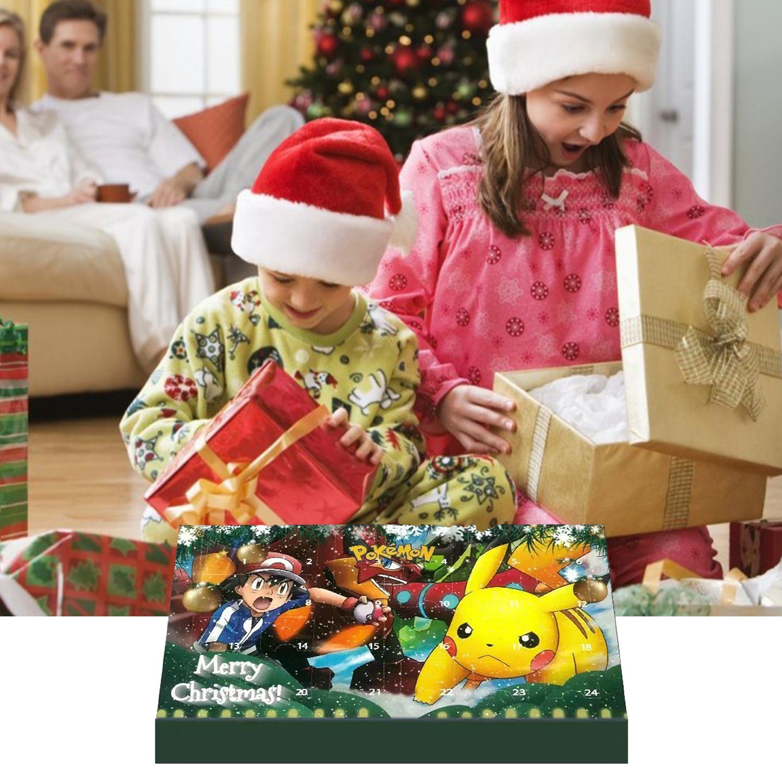 farfi Adventskalender Niedliche Cartoon-Weihnachts-24-Tage-Adventskalender-Blindbox, schmücken,Countdown