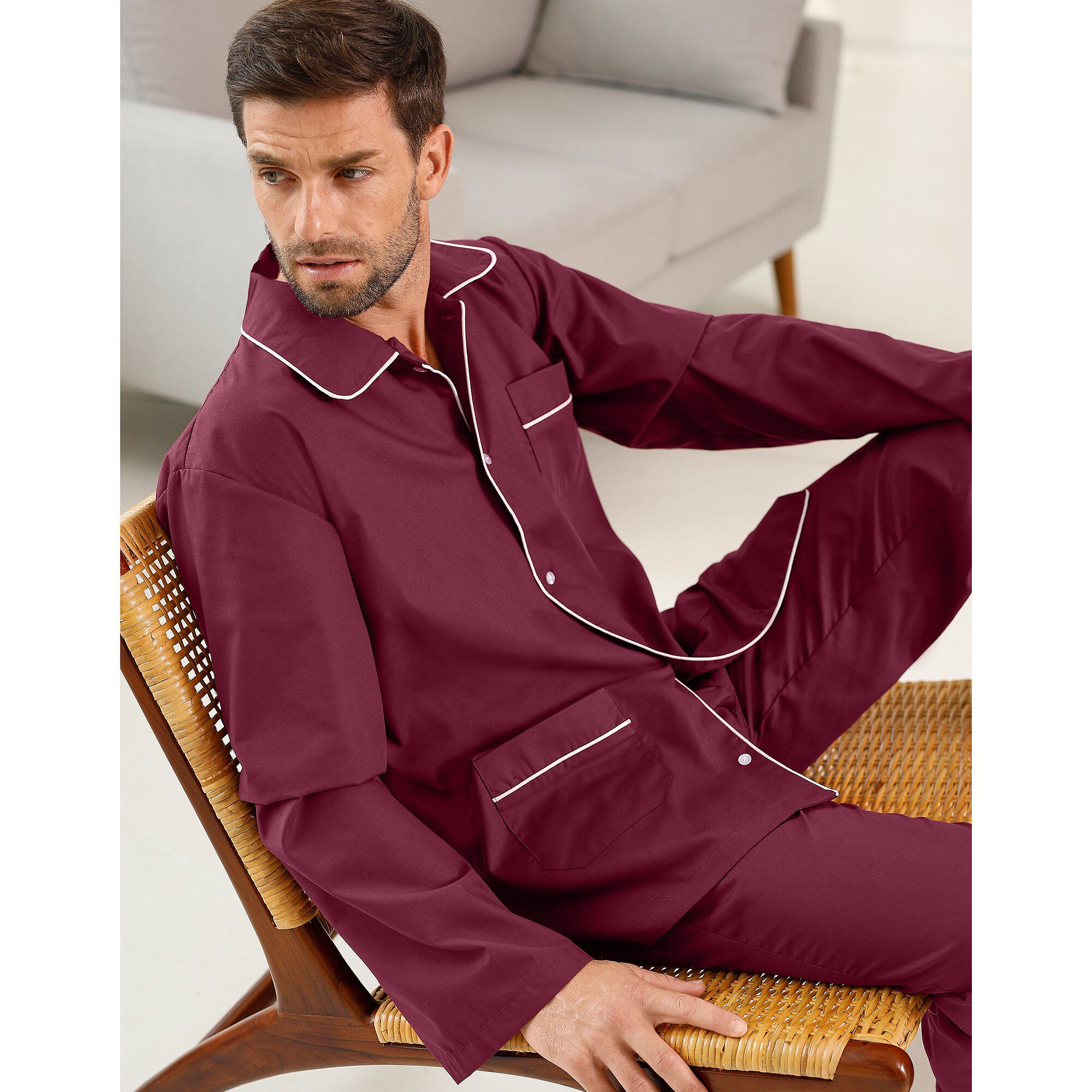 Pyjama uni popeline polyester/coton