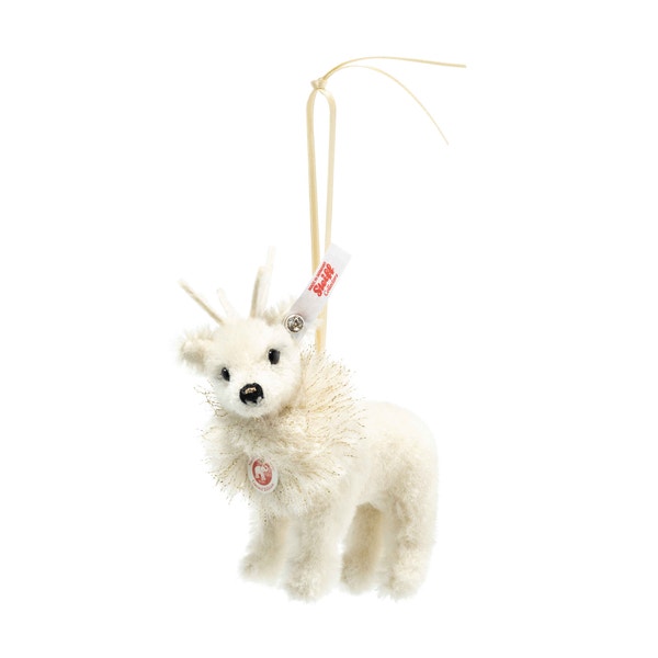 Winterrentier Ornament, 12 cm, weiß
