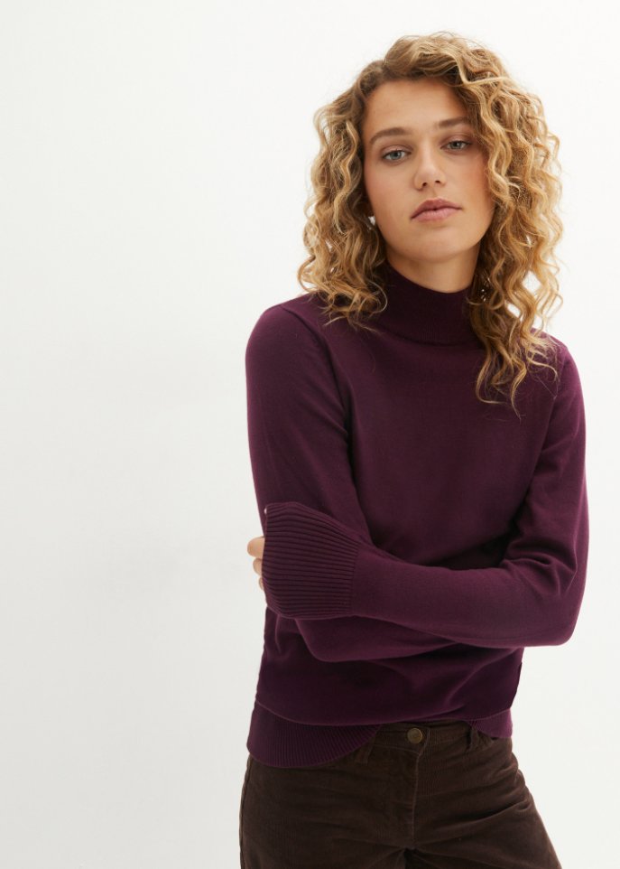 Basic Pullover mit Stehkragen mit recycelter Baumwolle