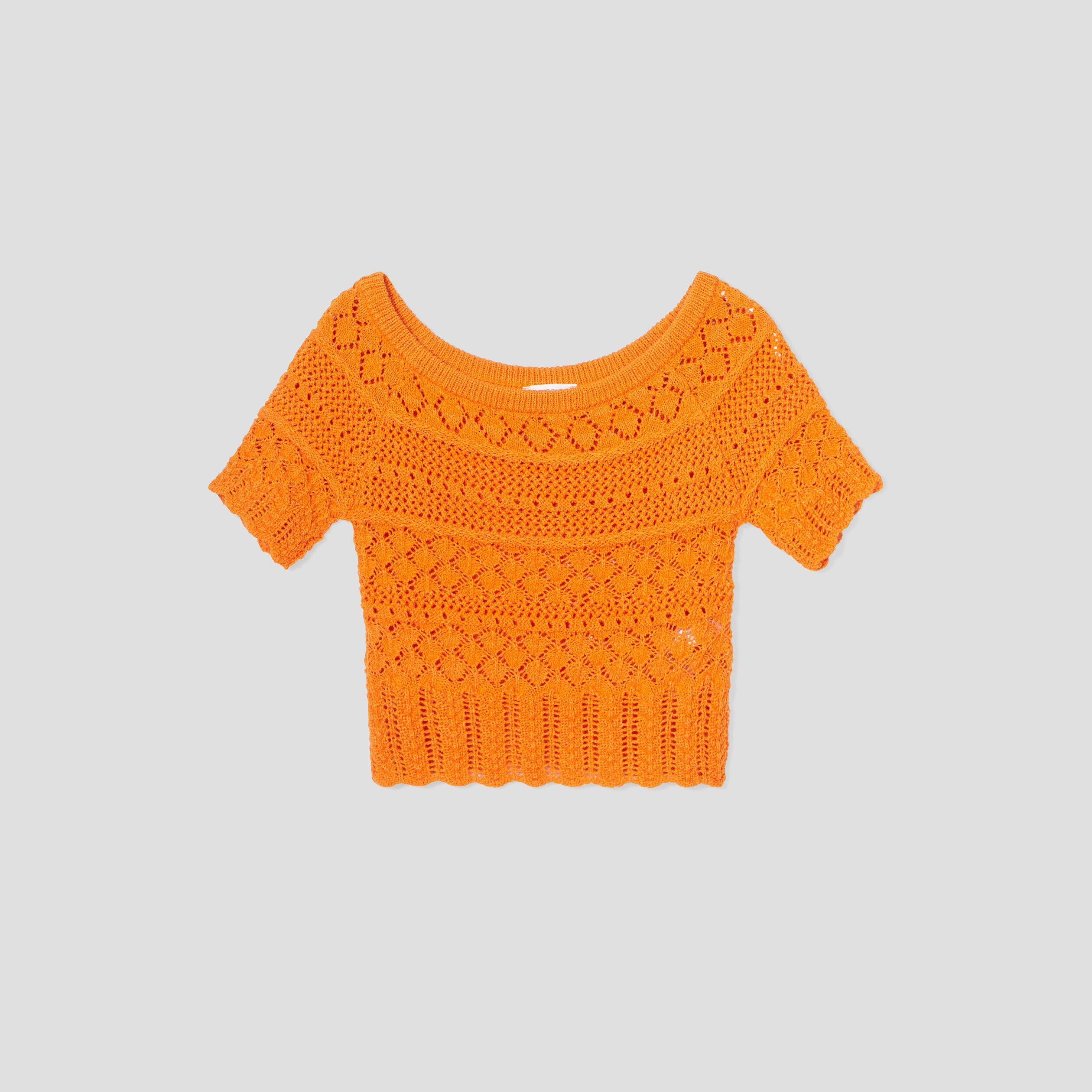 Crop top crochet orange femme | Cache Cache