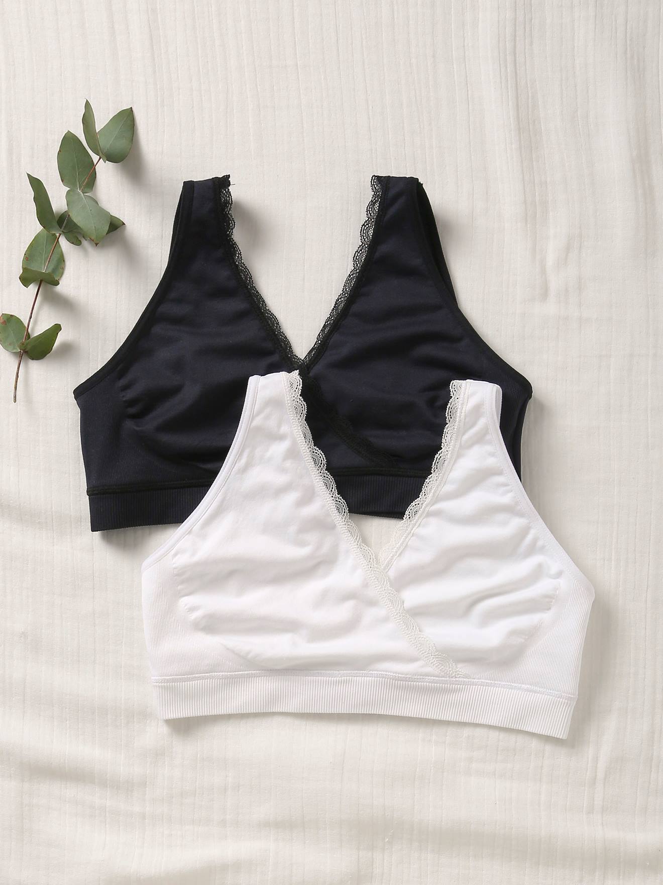 Lot de 2 brassières grossesse et allaitement finition dentelle rose
