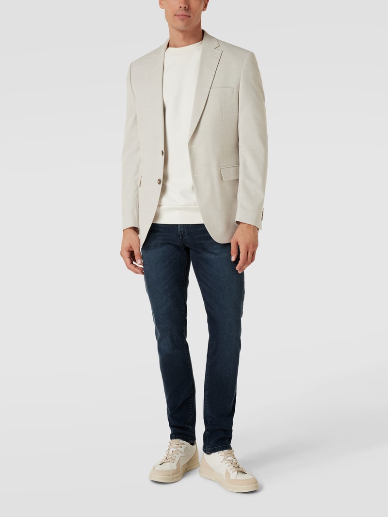 Jeans mit Label-Patch in aqua blau